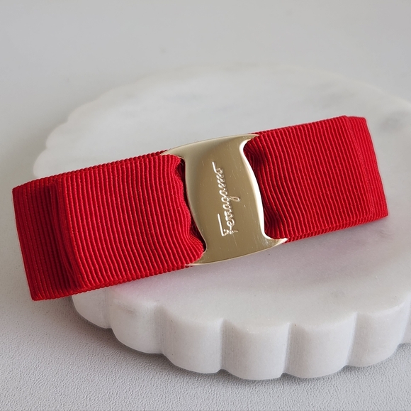 Salvatore Ferragamo Vara Ribbon Red Barrette Hair Clip main image 4